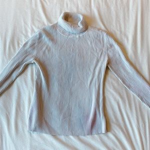Off white/ grey under tone comfy ribbed turtleneck long sleeve sweater shirt